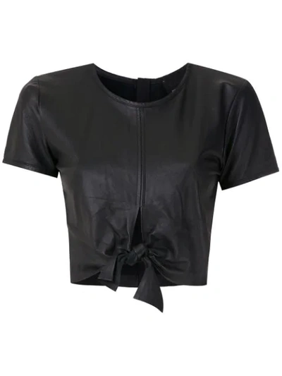 Andrea Bogosian Tied Leather Blouse In Black