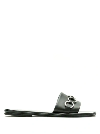 Reinaldo Lourenço Embellished Leather Slides In Black