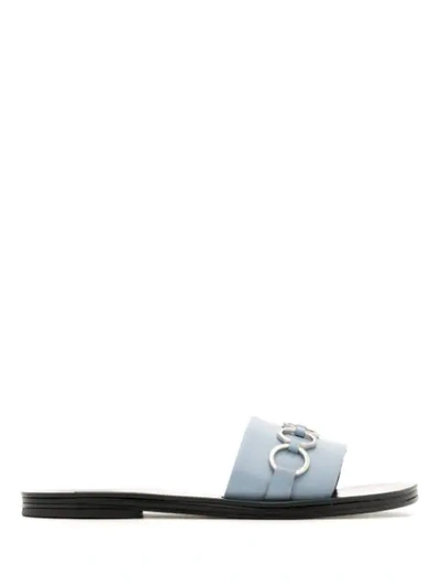 Reinaldo Lourenço Embellished Leather Slides In Blue