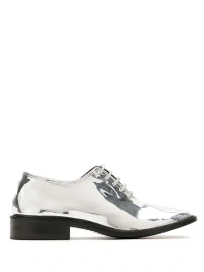 Reinaldo Lourenço Metallic Oxford Shoes In Silver