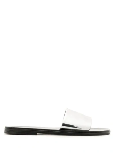 Reinaldo Lourenço Specchio Leather Slides In Silver