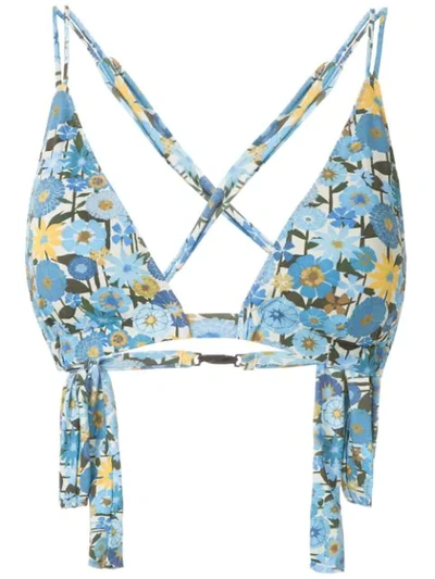 Clube Bossa Blume Printed Bikini Top In Blue