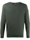 Paul & Shark V-neck Knit Sweater In Green