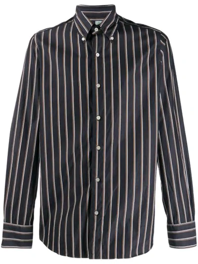 Finamore 1925 Napoli Striped Long-sleeved Shirt In Black