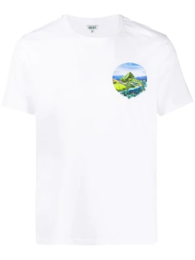 Kenzo Painted Landscape T-shirt In White