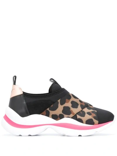 Sophia Webster Leopard Panel Trainers In Black
