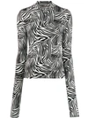 Andamane Zebra Print Turtleneck Sweatshirt In White