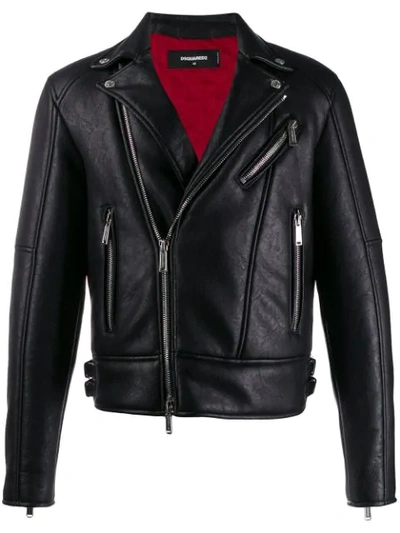 Dsquared2 Zip-up Biker Jacket In Black