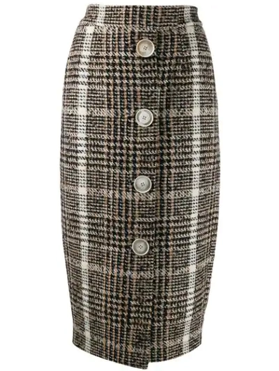 Carmen March Checked Pencil Skirt In Neutrals