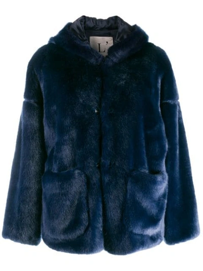 L'autre Chose Faux Fur Short Jacket In Blue