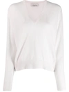 Laneus V-neck Knitted Top In White