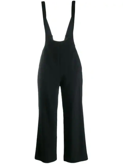 Alexa Chung Cropped Leg Dungarees In Black