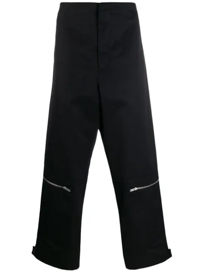 Jil Sander Wide Leg Zipped Trousers In Black