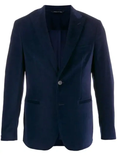 Tonello Slim Fit Velvet Blazer In Blue
