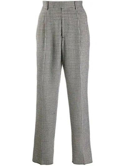 Alexander Mcqueen Straight Houndstooth Trousers In Black