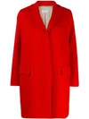 Alberto Biani Concealed Button Up Coat In Red