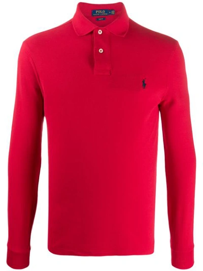 Polo Ralph Lauren Embroidered Logo Polo Jumper In Red