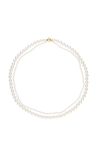 Sophie Bille Brahe 14kt Yellow Gold And Freshwater Pearls Peggy Deux Necklace In White