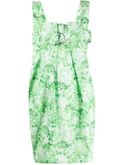 green emerald velvet dress Ganni // Black & Green Floral Dress  VSP Consignment