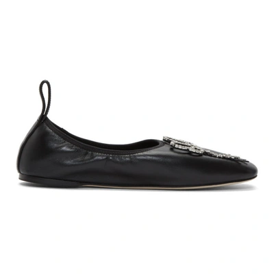 Loewe Crystal-embellished Leather Ballet Flats In Black