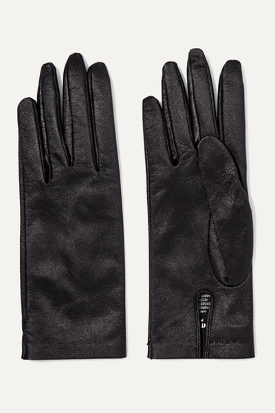 Saint Laurent Leather Gloves In Black