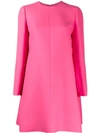 Valentino Pleated Wool And Silk-blend Grain De Poudre Mini Dress In Pink