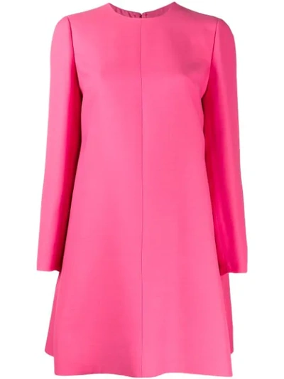 Valentino Pleated Wool And Silk-blend Grain De Poudre Mini Dress In Pink