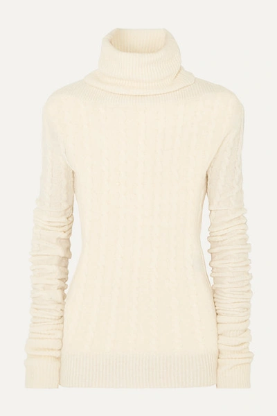 Jacquemus Sofia Cable-knit Alpaca-blend Turtleneck Sweater In White