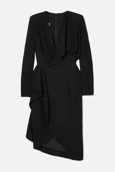 Elie Saab Draped Wrap-effect Cady Dress In Black