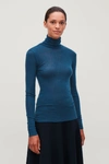 Cos Fine Turtleneck Wool Top In Blue