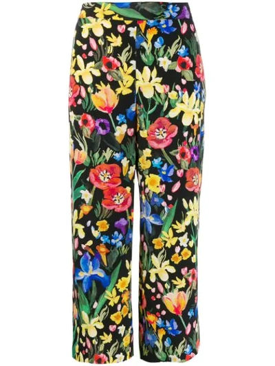 Chinti & Parker Floral Print Trousers In Black