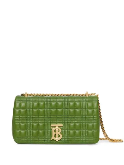 Burberry Small Quilted Check Lambskin Lola Bag In Green