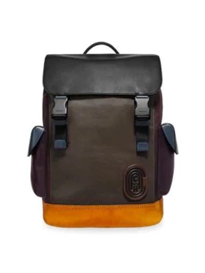 Coach Men's Rivington Colorblock Leather Backpack In Moss Multi