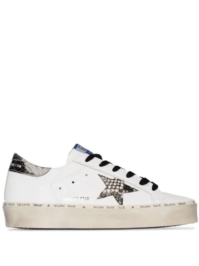 Golden Goose Hi Star Snake-print Low-top Leather Trainers In White & Natural Snake