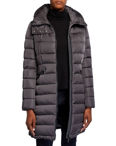 Moncler Flammette High-neck Puffer Coat In Charcoal