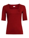 Akris Punto Jersey Square-neck 1/2-sleeve Top In Ruby