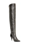Saint Laurent Kiki Embellished Over-the-knee Leather Boots In Nero