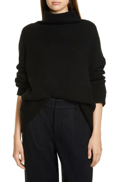 Vince Funnel-neck Wool-cashmere Sweater In Black