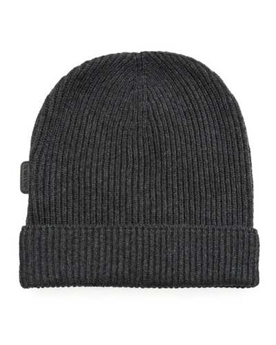 Tom Ford Men's 8gg Cashmere Rib-knit Beanie Hat, Gray