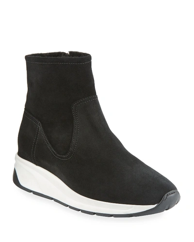 Aquatalia Betty High-top Sneakers With Shearling Lining In Black