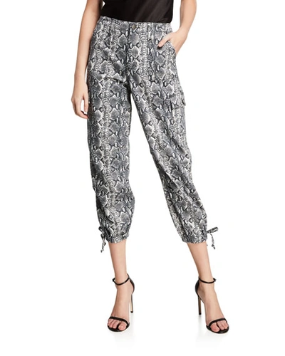 Alice And Olivia Snake Print Cargo Pants In Black White