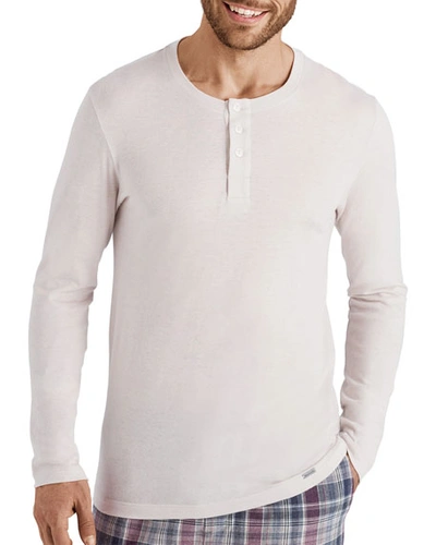 Hanro Men's Thilo Cotton-cashmere Henley Shirt In Light Beige