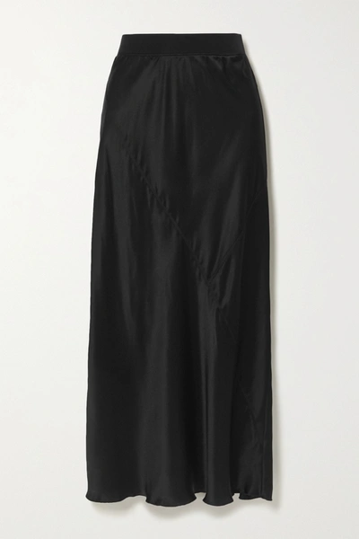 Atm Anthony Thomas Melillo Paneled Silk-satin Midi Skirt In Black