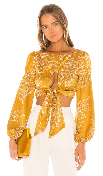 Camila Coelho Marcia Top In Gold Tropical