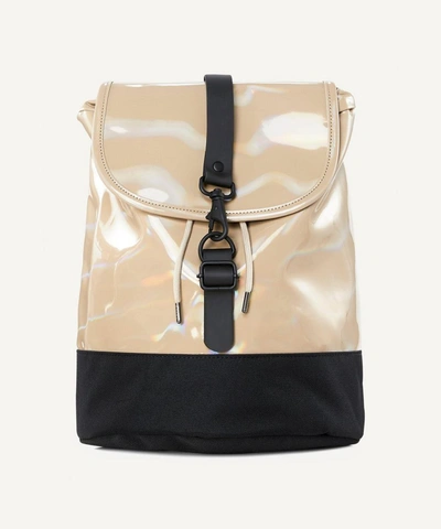 Rains Holographic Drawstring Backpack In Holographic Beige