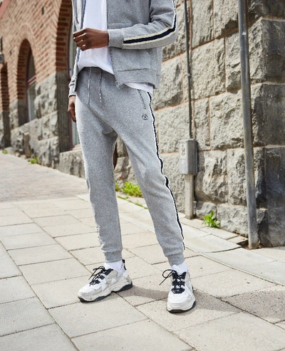 The Kooples Sport Two-tone Band Fitted Grey Joggers In Gry