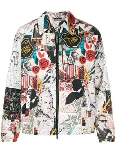 Fendi Reversible Karl Printed Down Jacket In White