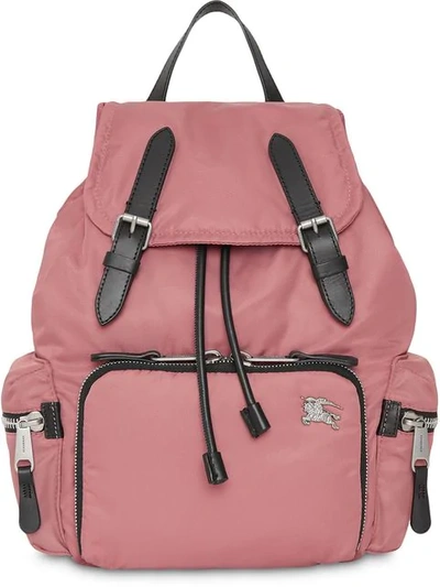 Burberry The Medium Rucksack In Puffer Nylon And Leather In Pink