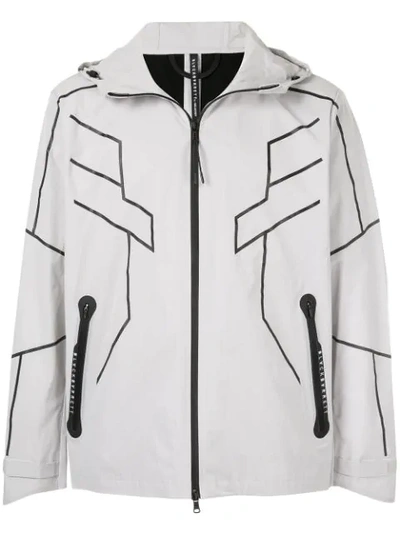 Blackbarrett Geometric-print Reflective Zip-through Jacket In Grey