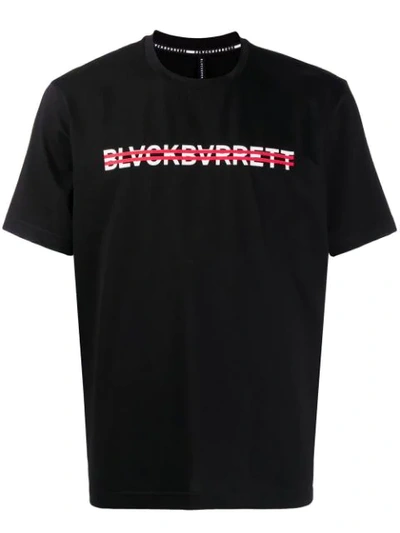 Blackbarrett Strikethrough Logo-print Cotton T-shirt In Black